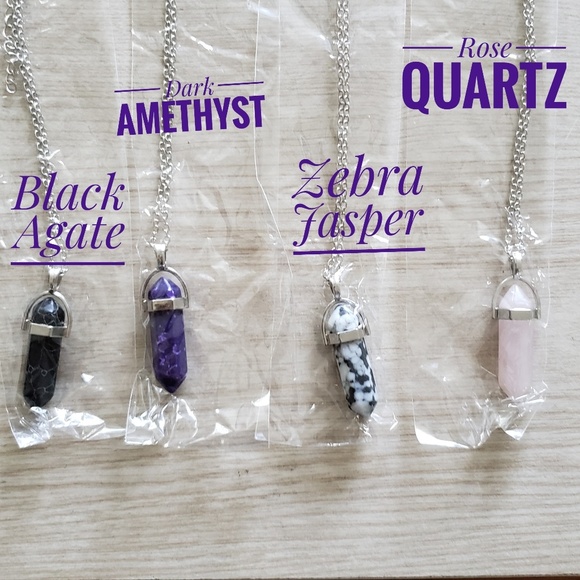 🌷Chakra crystal gemstone pendant necklace - silver - Picture 8 of 10